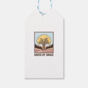 Durch Gnade gerettet, Christlicher Baum, Vintage-S Geschenkanhänger