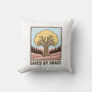 Durch Gnade gerettet, Christlicher Baum, Vintage-S Kissen