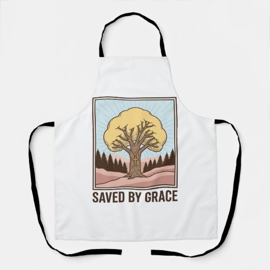 Durch Gnade gerettet, Christlicher Baum, Vintage-S Schürze (Vorderseite)