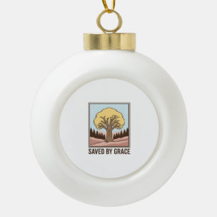Durch Gnade gerettet Christlicher Baum Vintage-Shi Keramik Kugel-Ornament