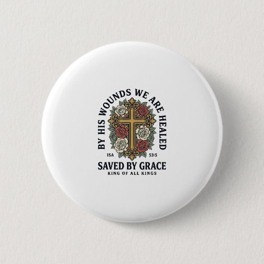 Durch Gnade Gerettet Christliches Kreuz Blumenhemd Button (Vorderseite)