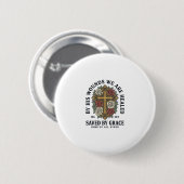 Durch Gnade Gerettet Christliches Kreuz Blumenhemd Button (Vorne & Hinten)