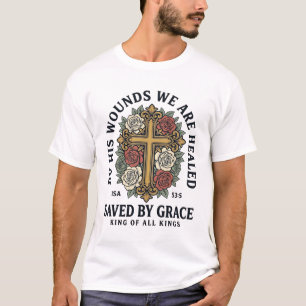 Durch Gnade Gerettet Christliches Kreuz Blumenhemd T-Shirt