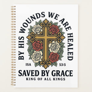 Durch Gnade Gerettet Christliches Kreuz Florales H Planer