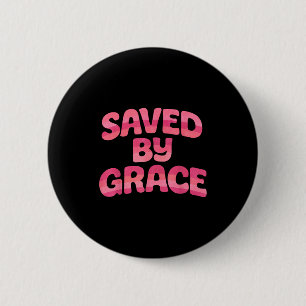 Durch Gnade gerettet Retro 70er Jahre Vintage Styl Button