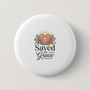 Durch Gnade gerettetes florales christliches Vekto Button