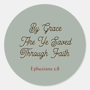 Durch Gnade seid ihr gerettet Epheser 2 Schrift Runder Aufkleber