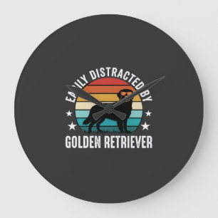 Durch Golden Retriever Retro-Sonnenuntergang leich Große Wanduhr