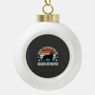 Durch Golden Retriever Retro-Sonnenuntergang leich Keramik Kugel-Ornament
