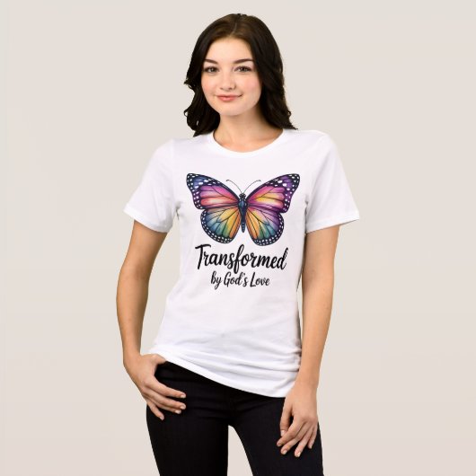 Durch Gottes Liebe-Schmetterling-Shirt verändert Tri-Blend Shirt (Vorderseite voll)
