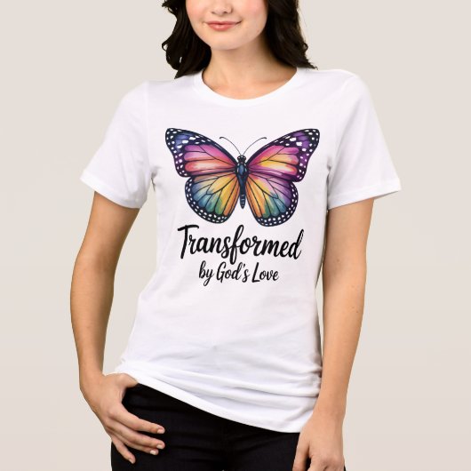 Durch Gottes Liebe-Schmetterling-Shirt verändert Tri-Blend Shirt (Vorderseite)