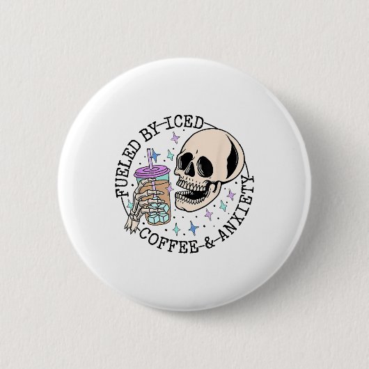Durch Iccied Coffee and Angstzustände Mental Healt Button (Vorderseite)