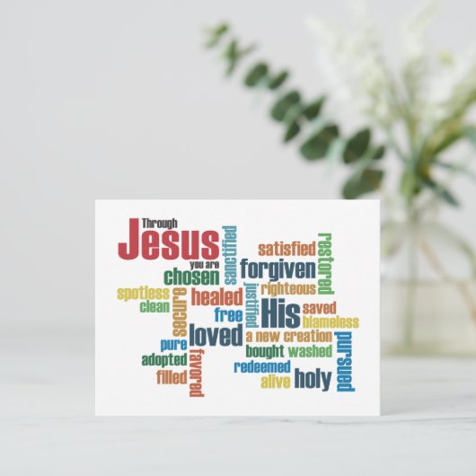 Durch Jesus... Postkarte (Stehend Vorderseite)