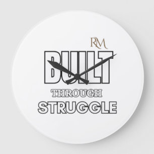 Durch Kampf Errichtet Zitat T-Shirt Motivierend Große Wanduhr
