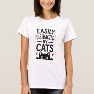 Durch Katzen Leicht Ablenkbar Lustige Katzenliebha T-Shirt