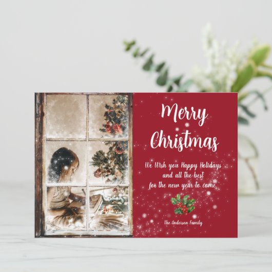 Durch Mattierte Fenster und Schnee-Foto Karte (Stehend Vorderseite)