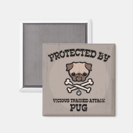 Durch Mops geschützt Magnet (Vorderseite/Rückseite)