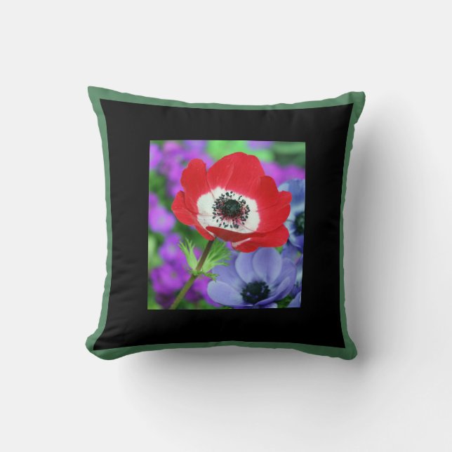 DURCH PILLOW HAPPY ROT POPPY MONOGRAM KISSEN (Vorderseite)
