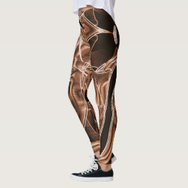 Durch Relief hervorgehobene braune, gekrümmte Bänd Leggings