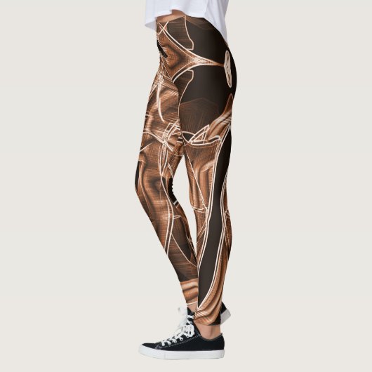 Durch Relief hervorgehobene braune, gekrümmte Bänd Leggings (Links)