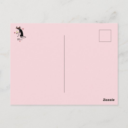 Durch Rosé-farbene Brille, Wine Pun Cat Postkarte (Rückseite)