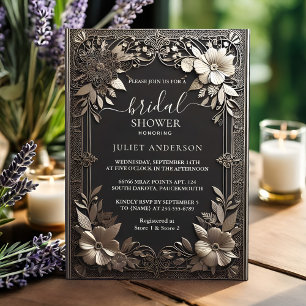 Durch Vintages florales Gold Foil Embosses Brautpa Einladung
