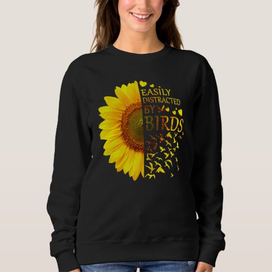 Durch Vögel-Sonnenblumen-Vogel leicht abgelenkt Sweatshirt (Vorderseite)