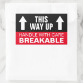 Durchbrechbare Handle mit Vorsicht Auf diese Weise Rechteckiger Aufkleber (Tasche)