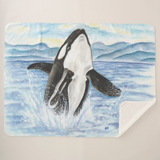 Durchbrechen des Schwertwal-Wal-Aquarells Sherpadecke (Vorderseite (Horizontal))