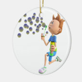 Durchbrennenblasen des Cartoonjungen Keramik Ornament (Links)