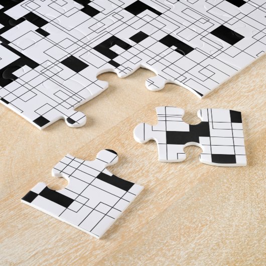 Durchdachte Linien III - schwarz u. weiße Kunst Puzzle (Seite)