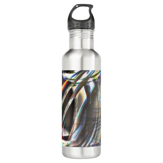 Durcheinander von bunten Strichen in rustikalem un Edelstahlflasche (Vorderseite)