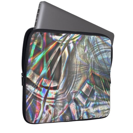 Durcheinander von bunten Strichen in rustikalem un Laptopschutzhülle (Vorne Rechts)