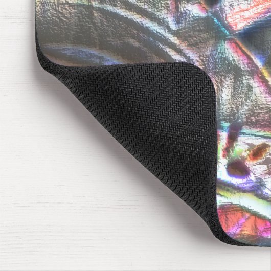 Durcheinander von bunten Strichen in rustikalem un Mousepad (Ecke)