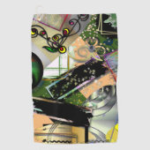 Durcheinander von Designobjekten und Symbolen mit Golfhandtuch (Vorderseite)