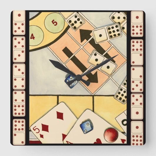 Durcheinandergebrachte Zusammenstellung der Quadratische Wanduhr (Vorderseite)