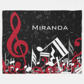 Durcheinandergebrachter Musiknoten rotes Graues Fleecedecke (Vorderseite (Horizontal))