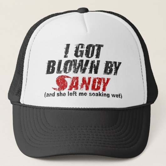 Durchgebrannt durch Sandy beunruhigte Truckerkappe (Vorderseite)