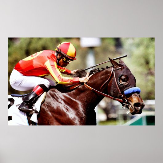 Durchgeklebtes Racehorse Wasserfarben Poster druck (Vorne)
