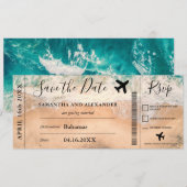 Durchlauf des tropischen Flugzeug-Boardings Save t The Date (Vorne/Hinten)