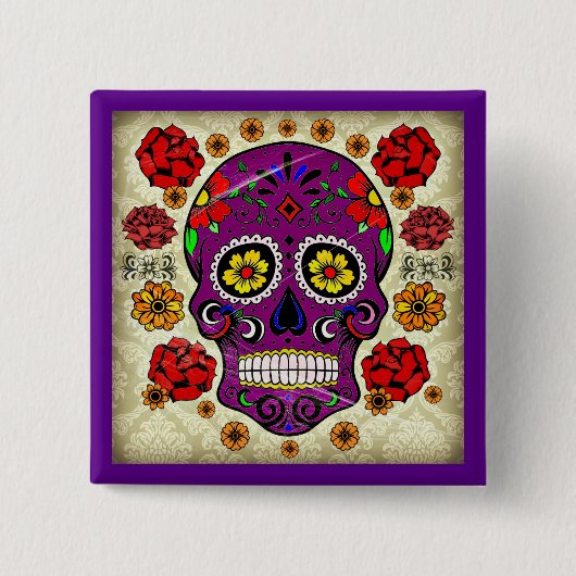 Durchmesser de Los Muertos --  Zuckerschädel-Knopf Button (Vorderseite)
