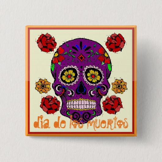 Durchmesser de Los Muertos -- Zuckerschädel-Knopf Button (Vorderseite)