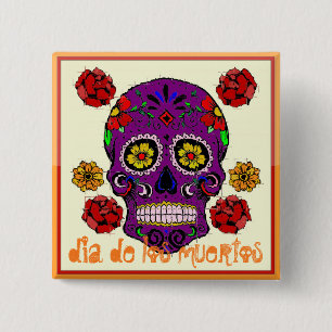 Durchmesser de Los Muertos -- Zuckerschädel-Knopf Button