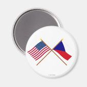 Durchquerte Flaggen der USA und der Tschechischen Magnet (Vorderseite/Rückseite)