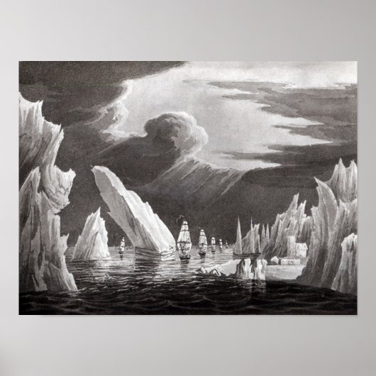 Durchreise durch das Eis, eingraviert von D. Havel Poster (Vorne)
