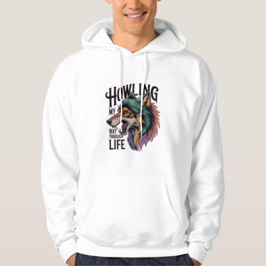 Durchs Leben heulend Wolf Hoodie (Vorderseite)
