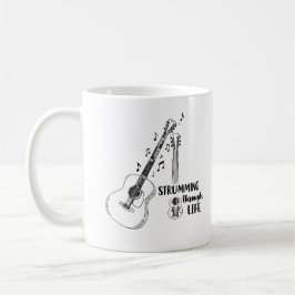 Durchs Leben Streichen – Minimalistische Gitarren- Kaffeetasse