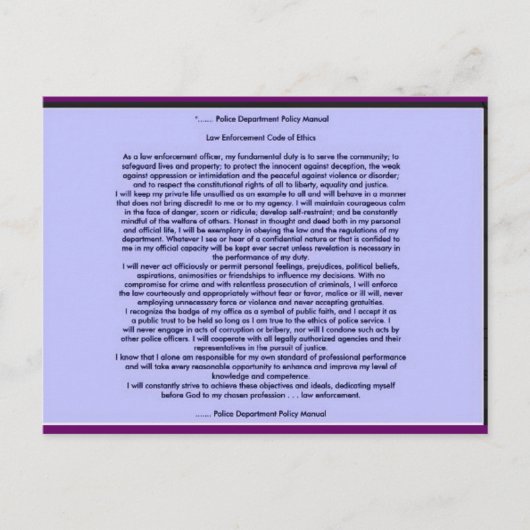 DURCHSETZUNGSCODE FÜR RECHT POSTKARTE (Vorderseite)