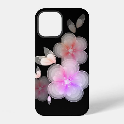Durchsichtige Blume auf dem iPhone-Fall Black Case iPhone Hülle (Rückseite)