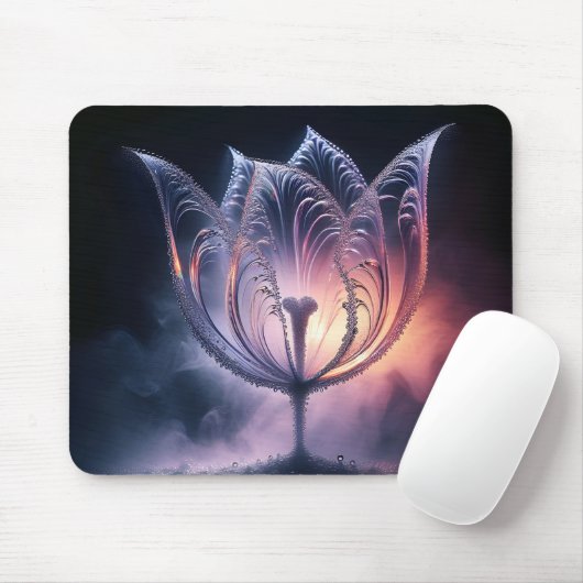 Durchsichtige Tulpe mit Regentropfen Mousepad (Mit Mouse)